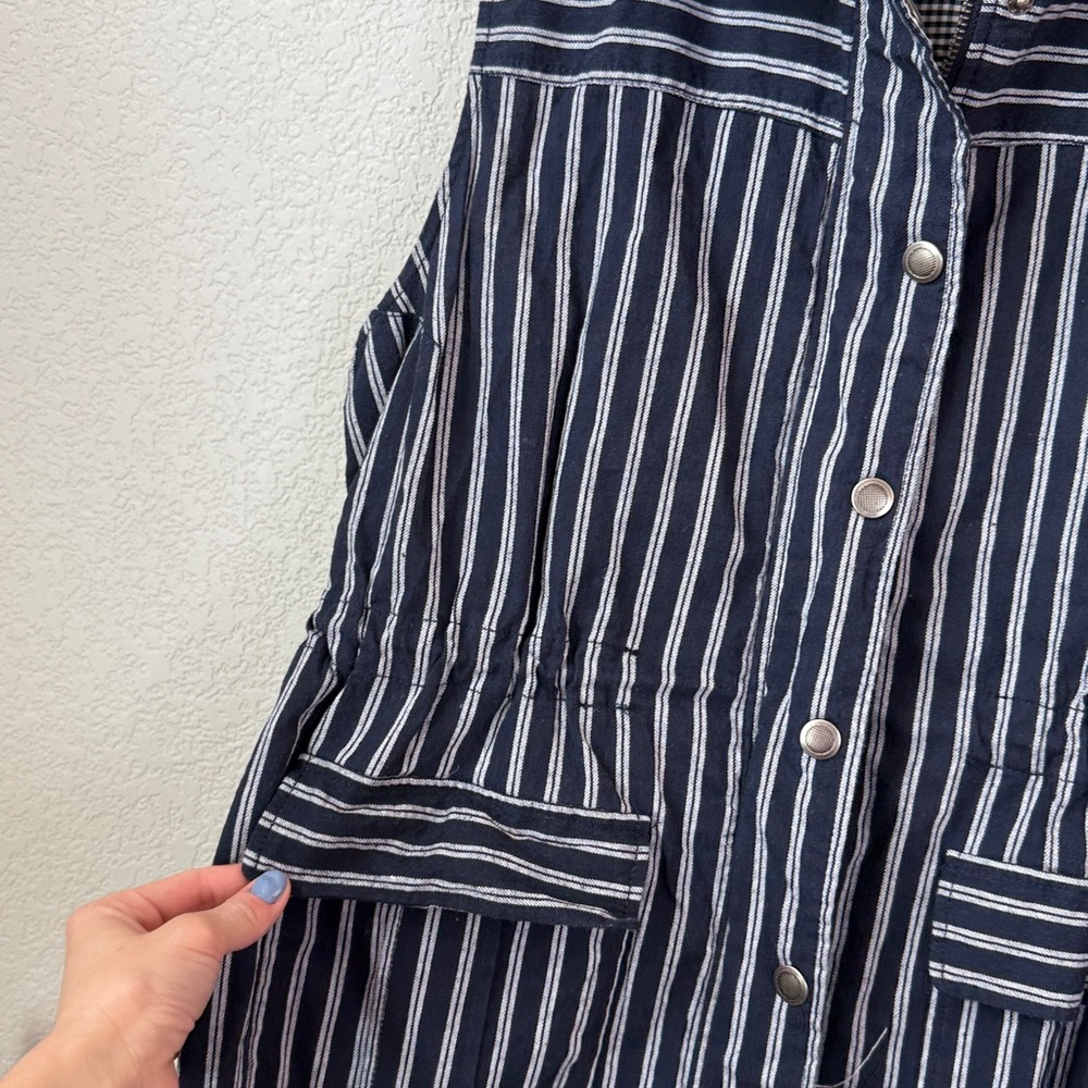 Skies Are Blue Cinch Vest Striped Blue White Plus Size XXLarge - Picture 5 of 10